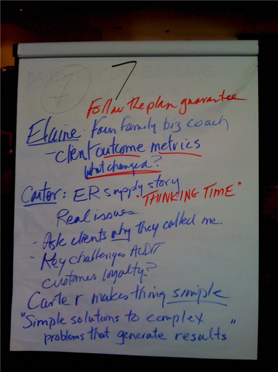 Joint ventures and partnerships can be important to your success. We identify allies, advocates, partners and referral sources by name during our time together.